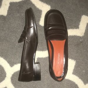 Tommy Hilfiger Brown Block Heeled Loafers